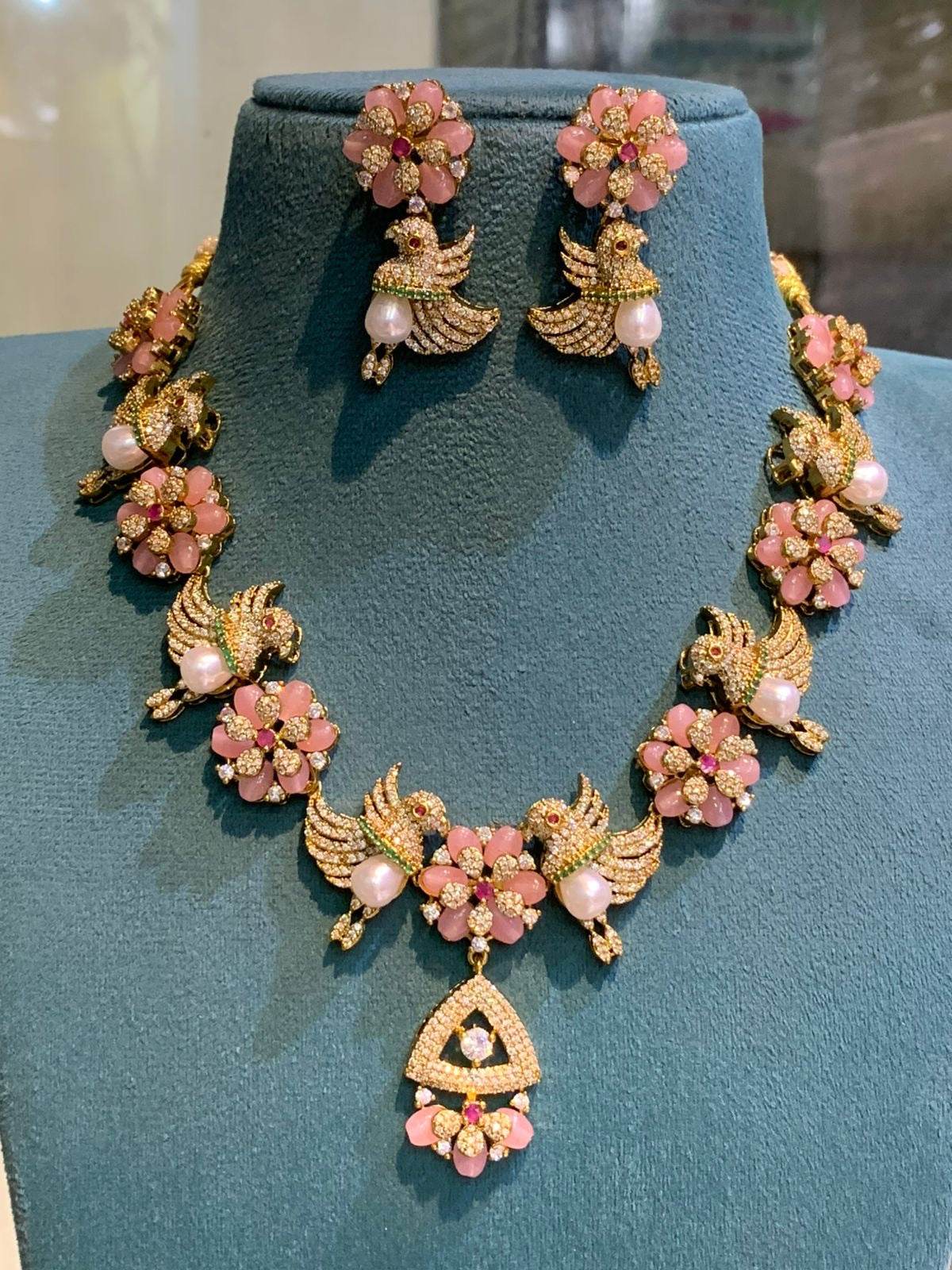 Victorian Polish AD Stones Designer Necklace