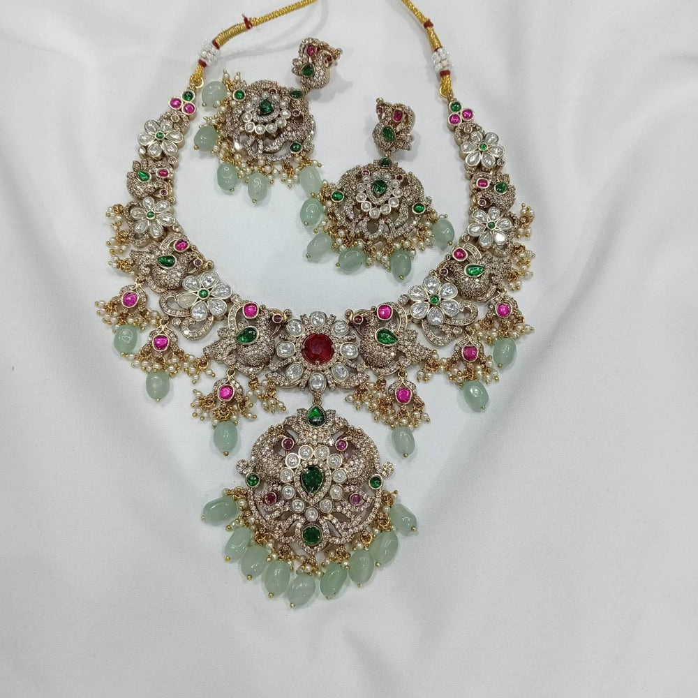 Moissanite & Kundan Stones Bridal Necklace - Nakshatra Jewels