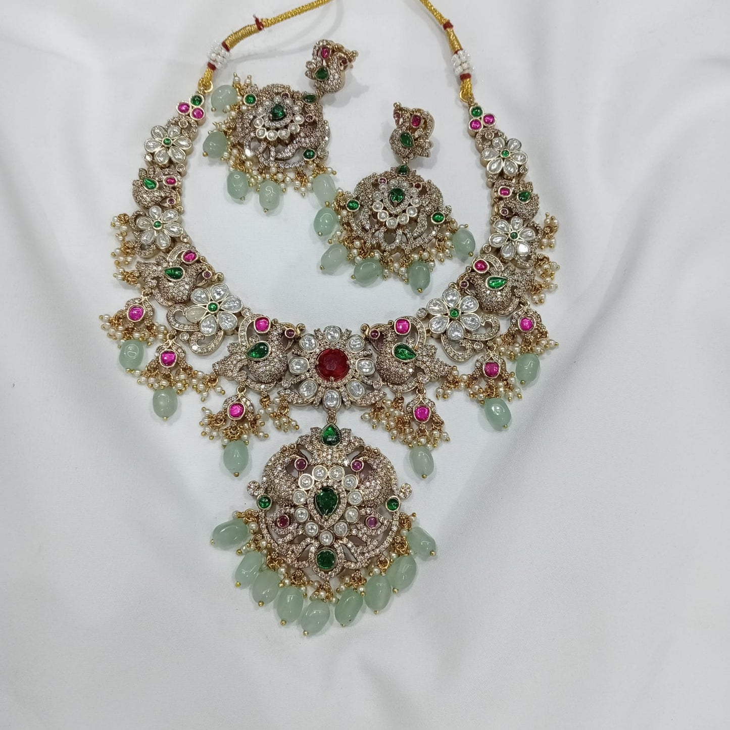 Moissanite & Kundan Stones Bridal Necklace