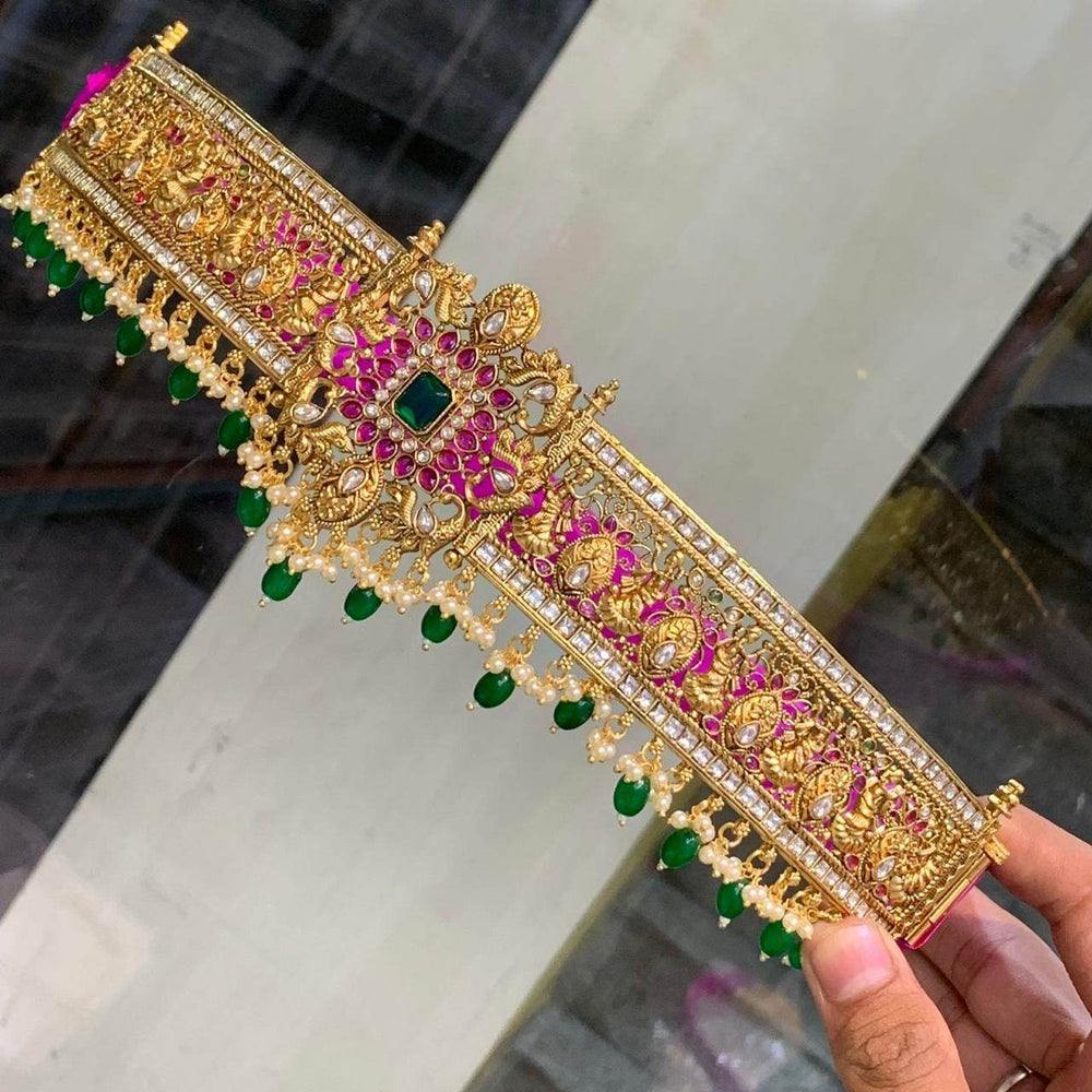 Premium Matt with AD Stones Bridal Hip Belt (Gold Replica) - Nakshatra Jewels
