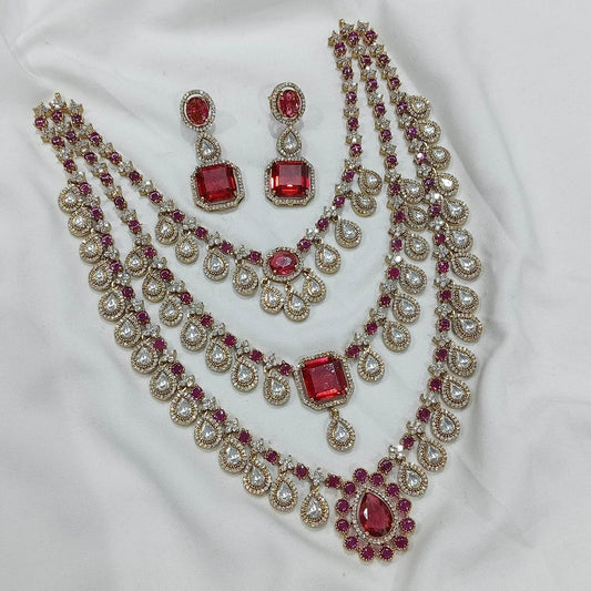 Victorian Polish with AD Stones Bridal Layer Haram - Nakshatra Jewels