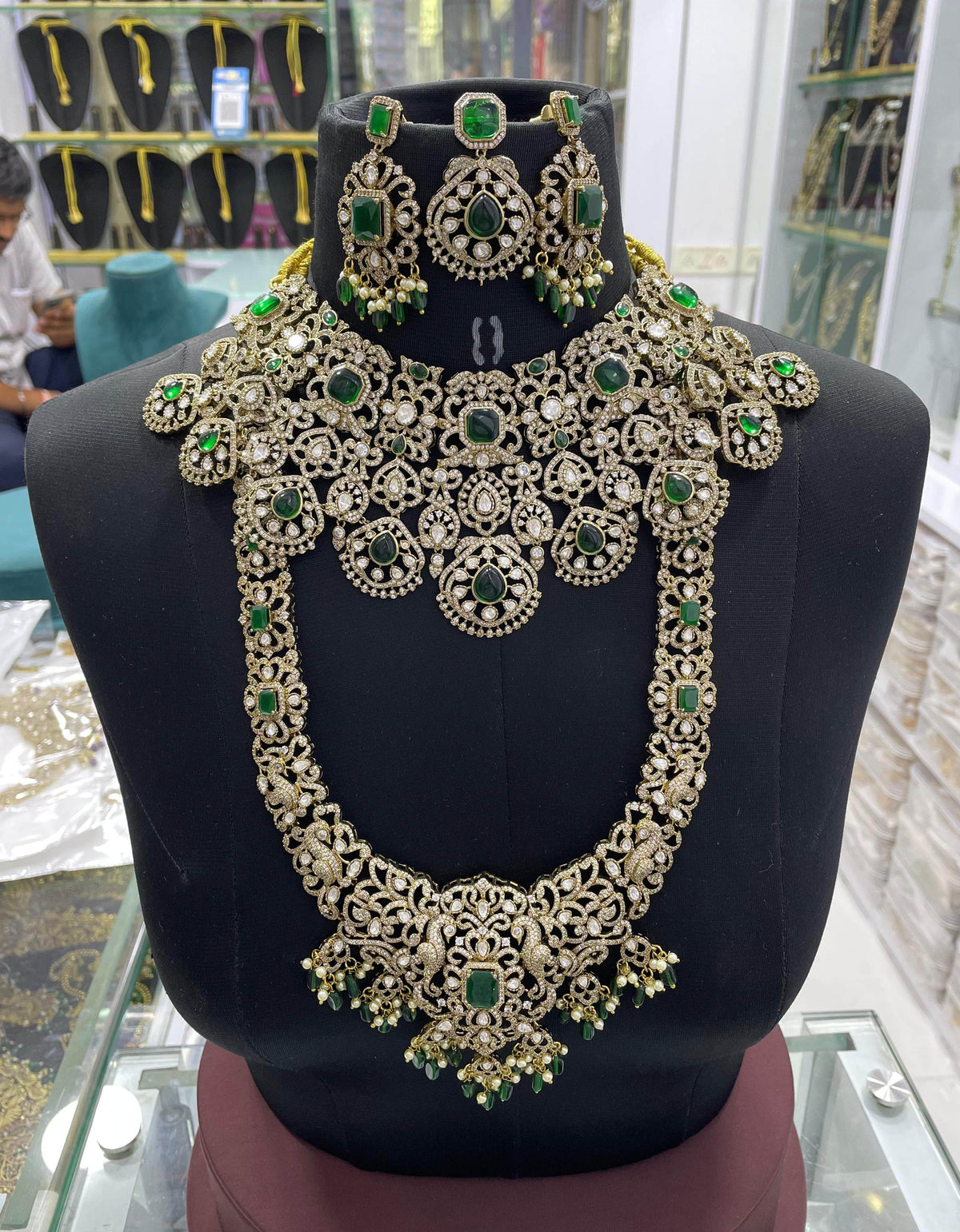 Victorian Polish with Moissanite Stones Bridal Combo set