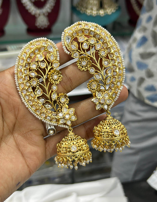Kempu Stones Bridal Earcuffs - Nakshatra Jewels