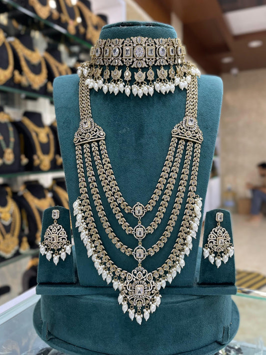 Victorian Polish with AD stones Bridal Set