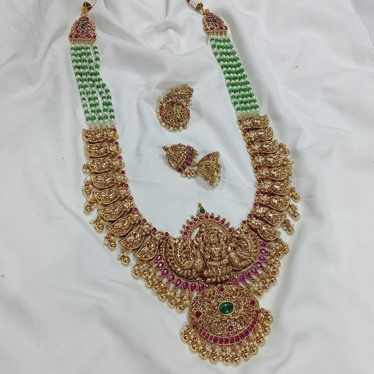 Nakshi work with AD Stones Bridal Beads Haram