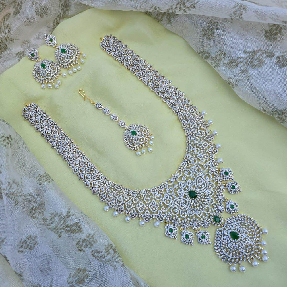 American Diamond Stones Bridal Haram - Nakshatra Jewels