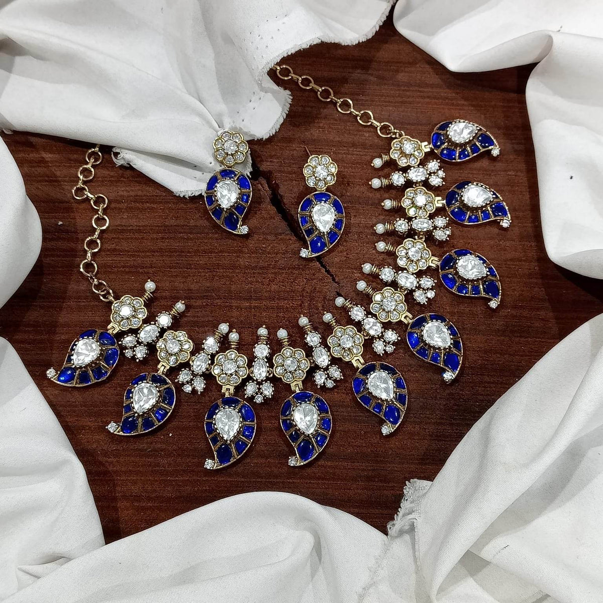 Moissanite Stones with Kundan Stones Bridal Necklace