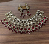 Victorian Polish AD & Moissanite Stones Bridal Neck Set - Nakshatra Jewels