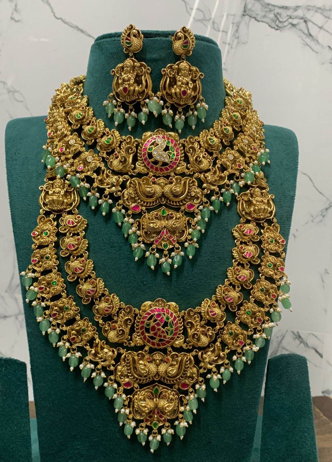 Nakshi Work with Jaadu Kundan Stones Bridal Combo Set
