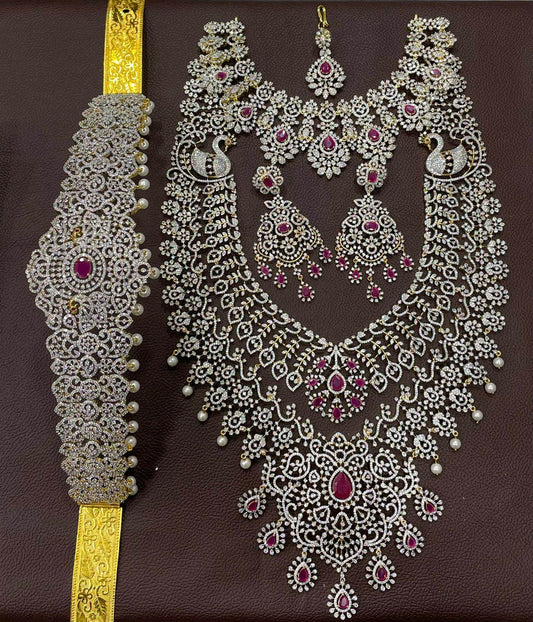American Diamond Stones Bridal Combo set - Nakshatra Jewels