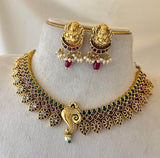 Nagasi Work with Kempu Stones Bridal Necklace - Nakshatra Jewels