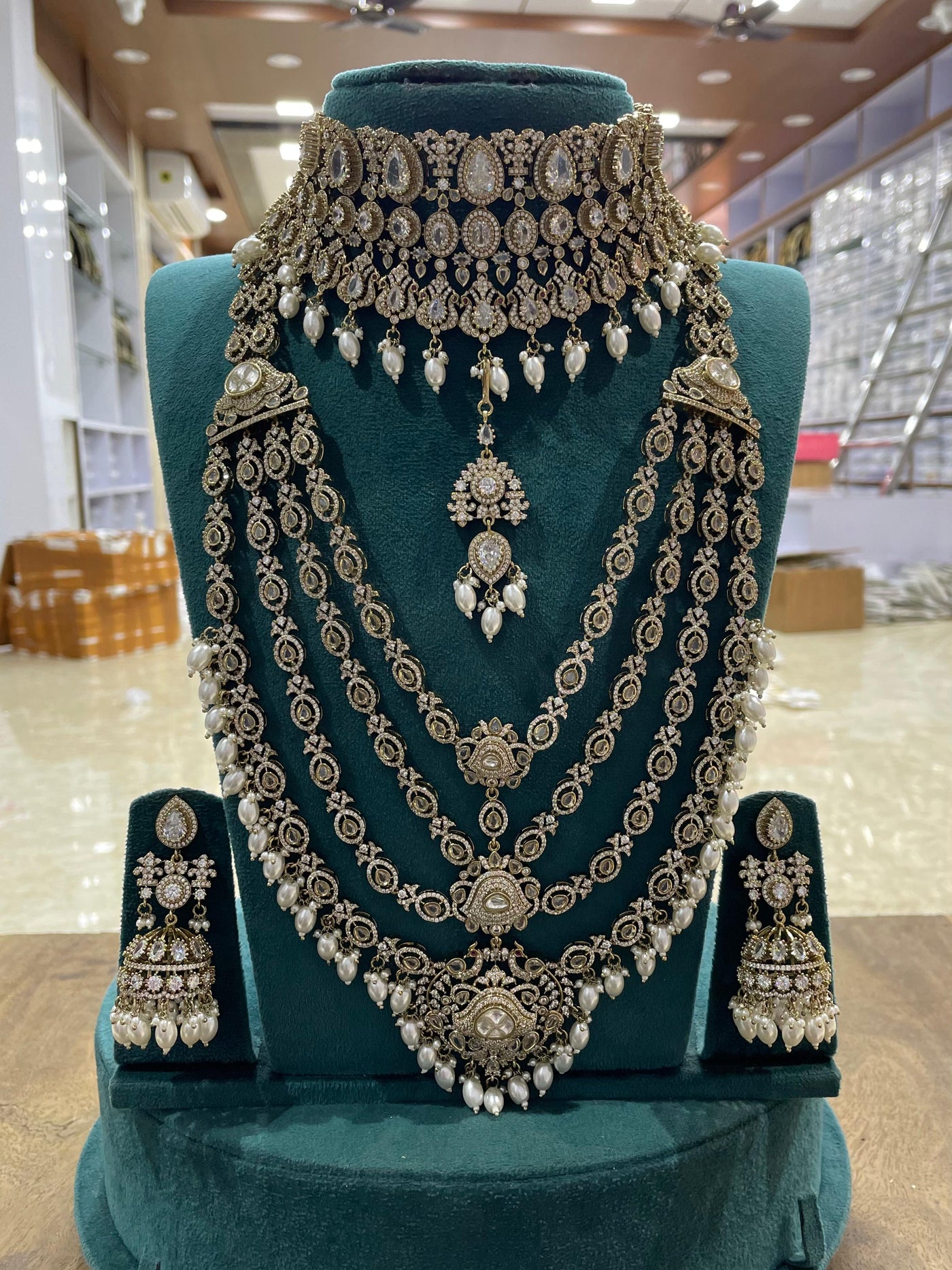 Victorian Polish with AD stones Bridal Set