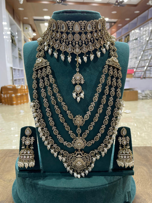 Victorian Polish with AD stones Bridal Set