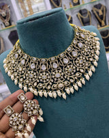Victorian Polish with AD & Moissanite Stones Bridal Choker - Nakshatra Jewels