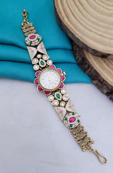 Premium Imitation Jewelry with Kundan Stone Antique Watch