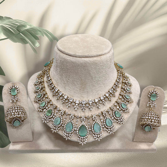 AD with Doublet Stone Layer Necklace - Nakshatra Jewels