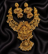 Nakshi Work with Kempu Stones Bridal Necklace
