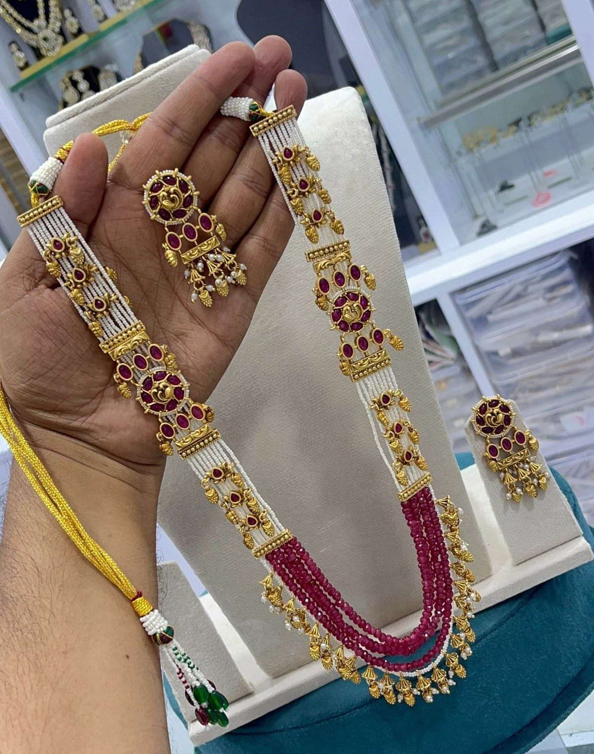 Nagasi work with Kempu Stones Beads Haram