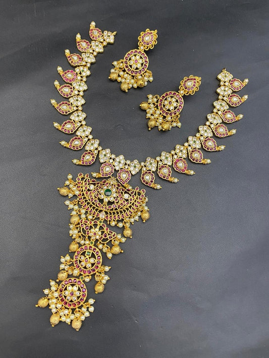 Premium Kempu and AD Stones Bridal Necklace
