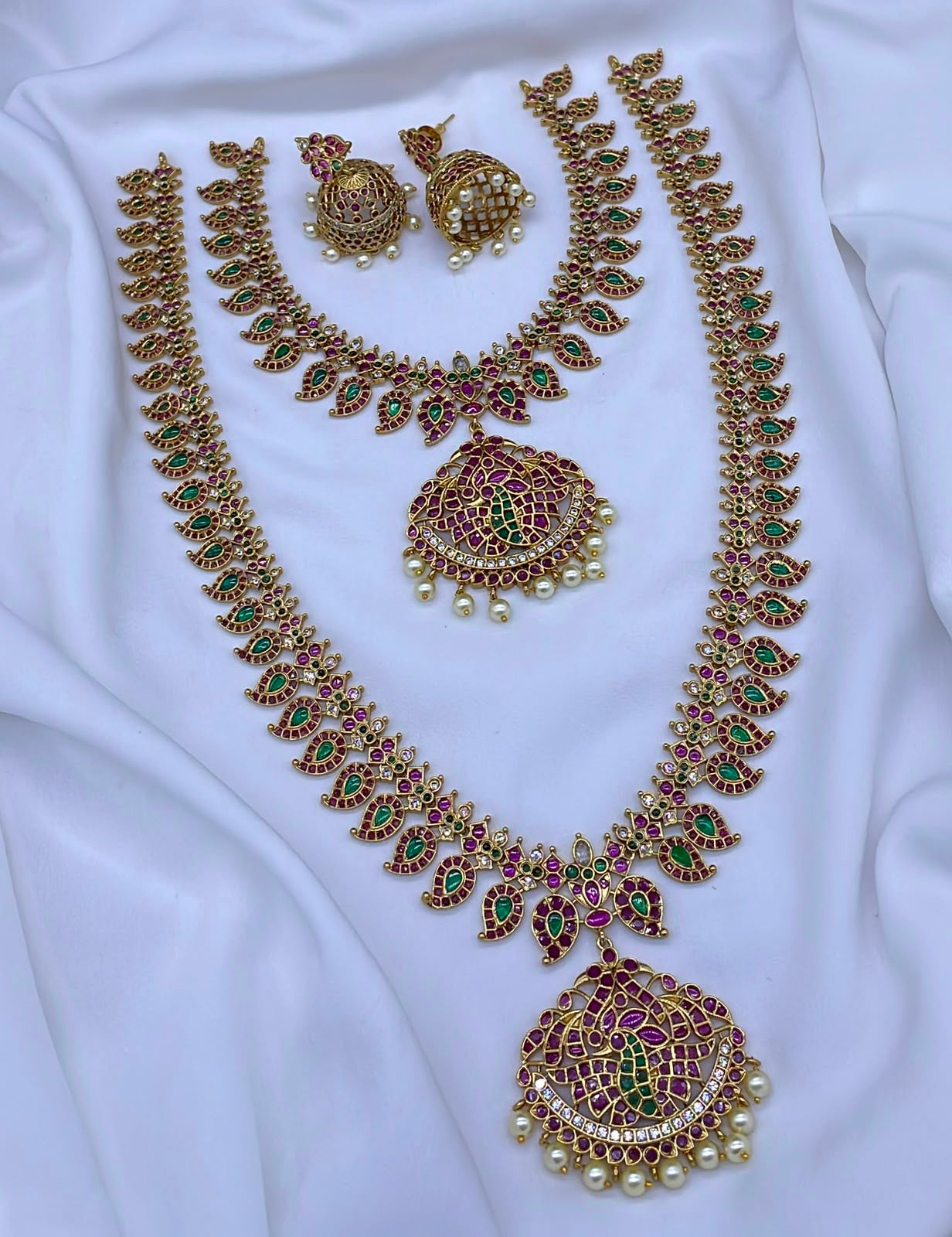Nakshi Work with Kempu Stones Bridal Combo