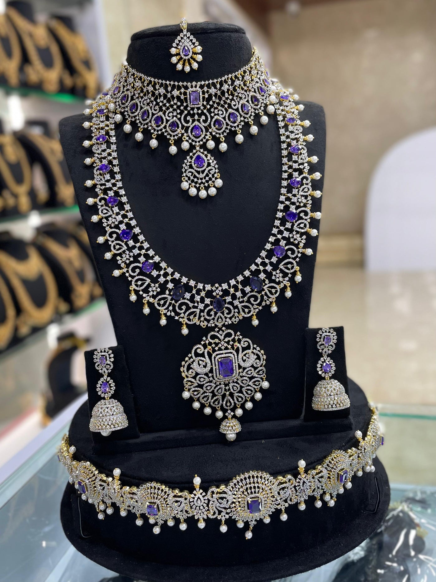 American Diamond Stones Bridal Combo Set