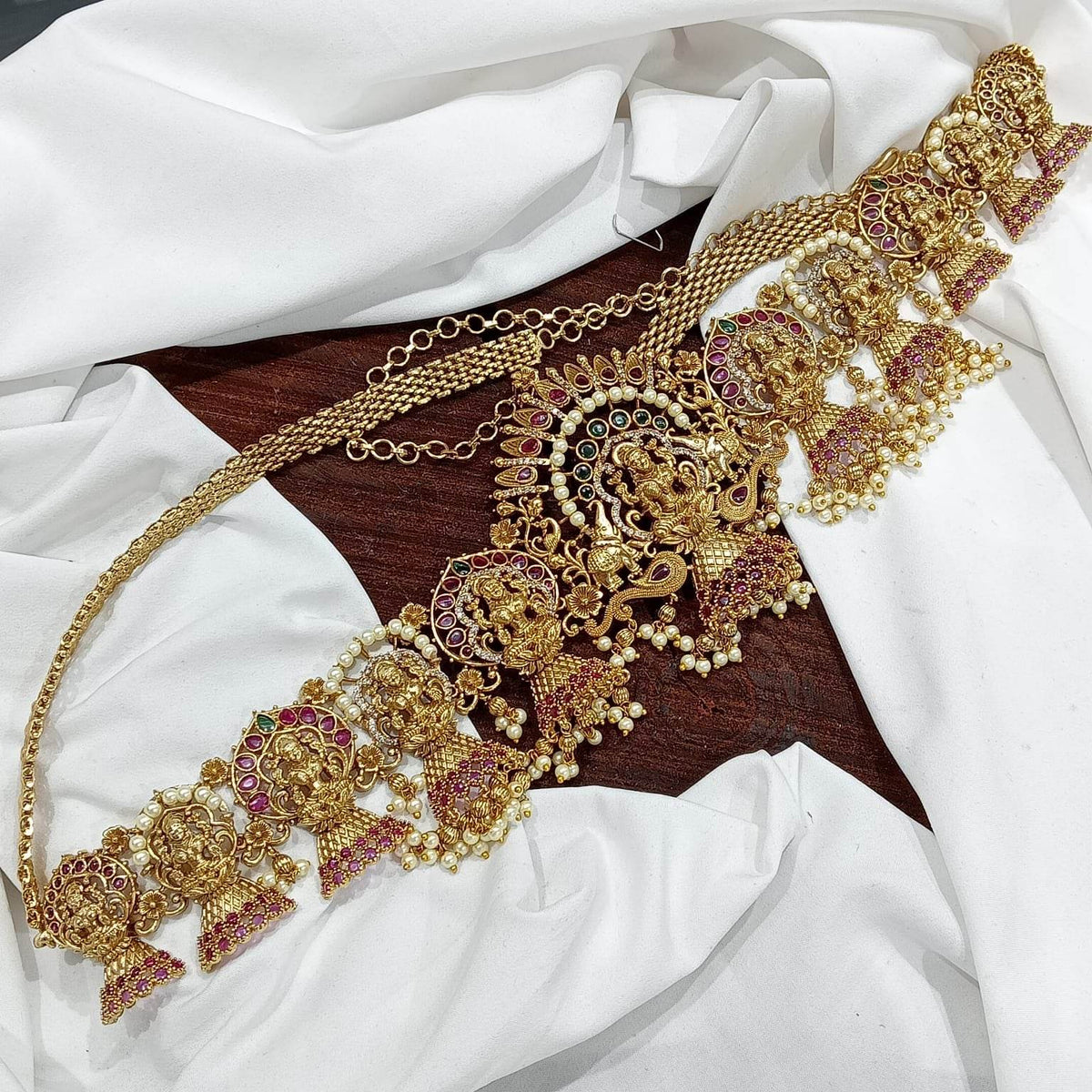 Nagasi Work with Kempu Stones Hip Chain