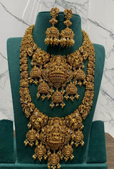 Nakshi Work with Kempu Stones Bridal Combo - Nakshatra Jewels