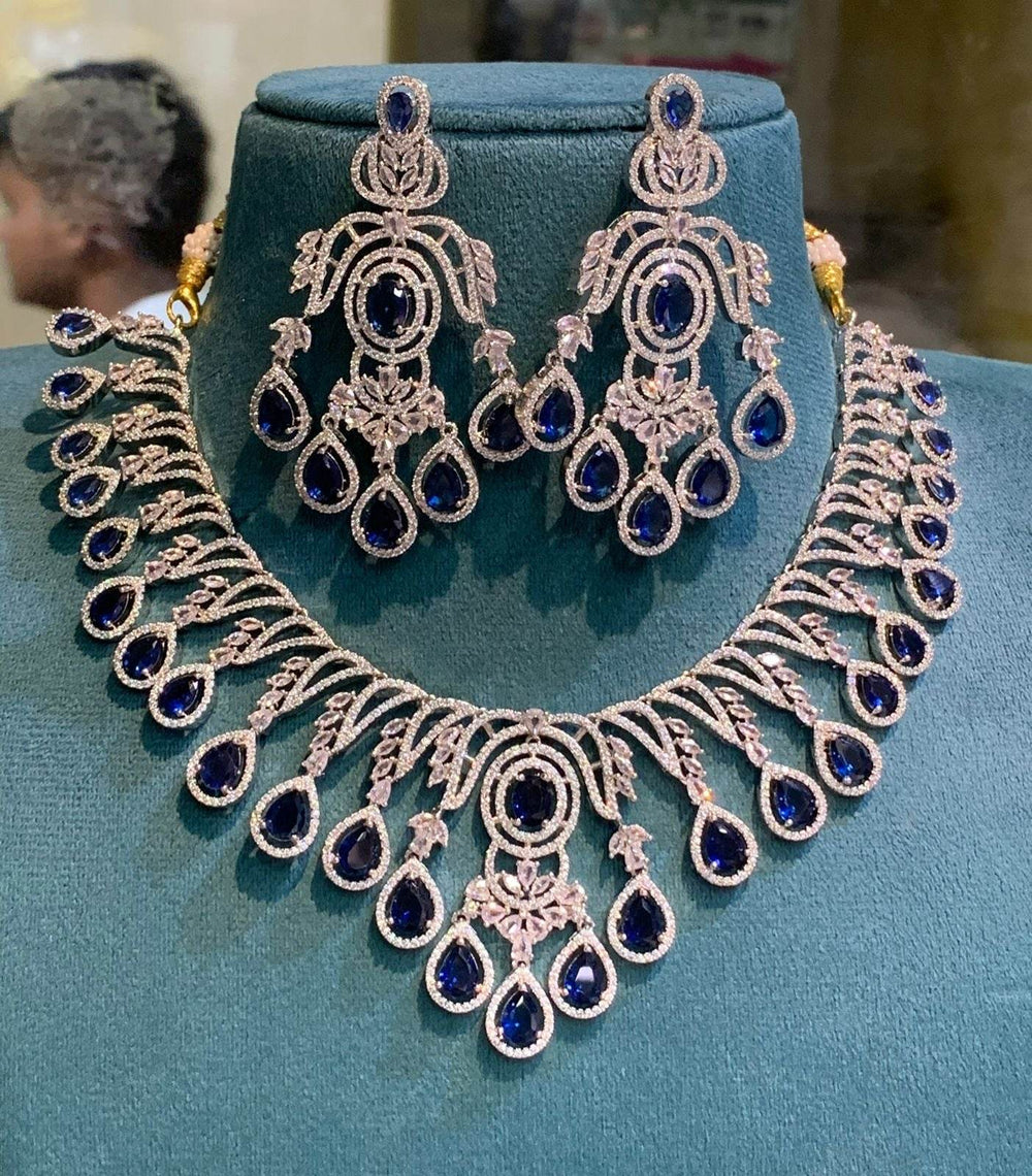 AD Stones Necklace (Silver Polish) - Nakshatra Jewels