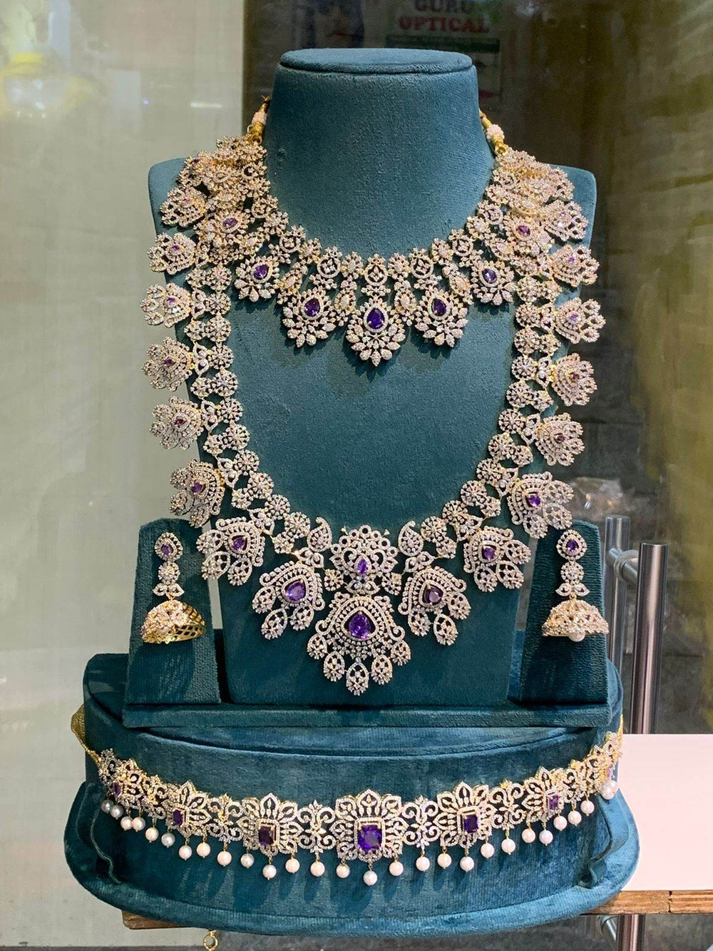 American Diamond Stones Bridal Set - Nakshatra Jewels