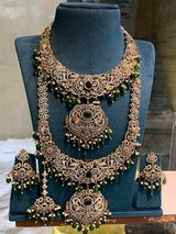 Victorian Polish with AD Stones Bridal Combo Set - Nakshatra Jewels
