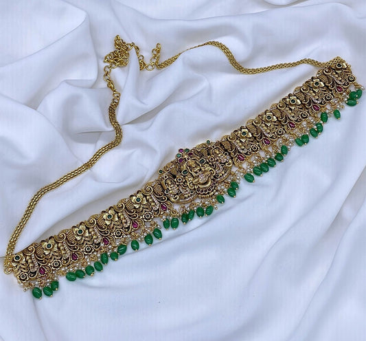 Premium Matt finish with Kempu Stones Hip Chain