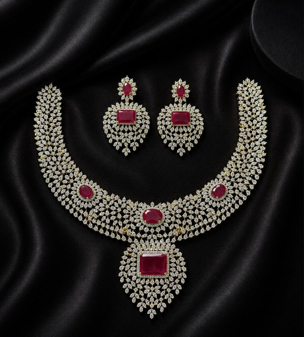 American Diamond Stones Bridal Necklace