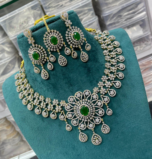 American Diamond Stone Bridal Necklace - Nakshatra Jewels
