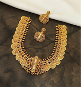 Nakshi Work with Kempu Stones Bridal Kaasu Necklace