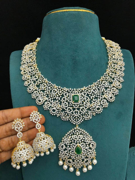 American Diamond Stones Bridal Necklace - Nakshatra Jewels
