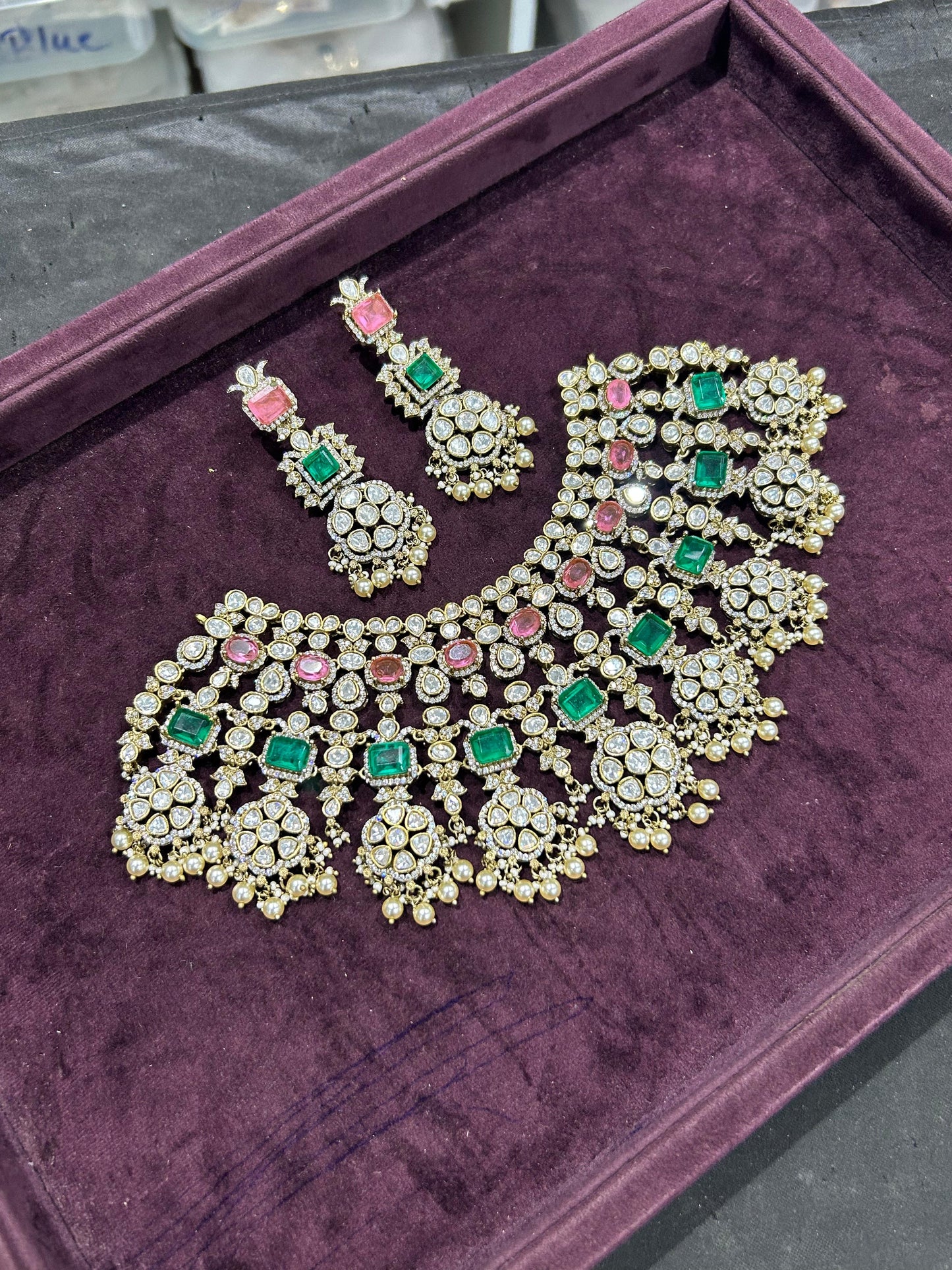 Mossianite with AD Stones Bridal Necklace