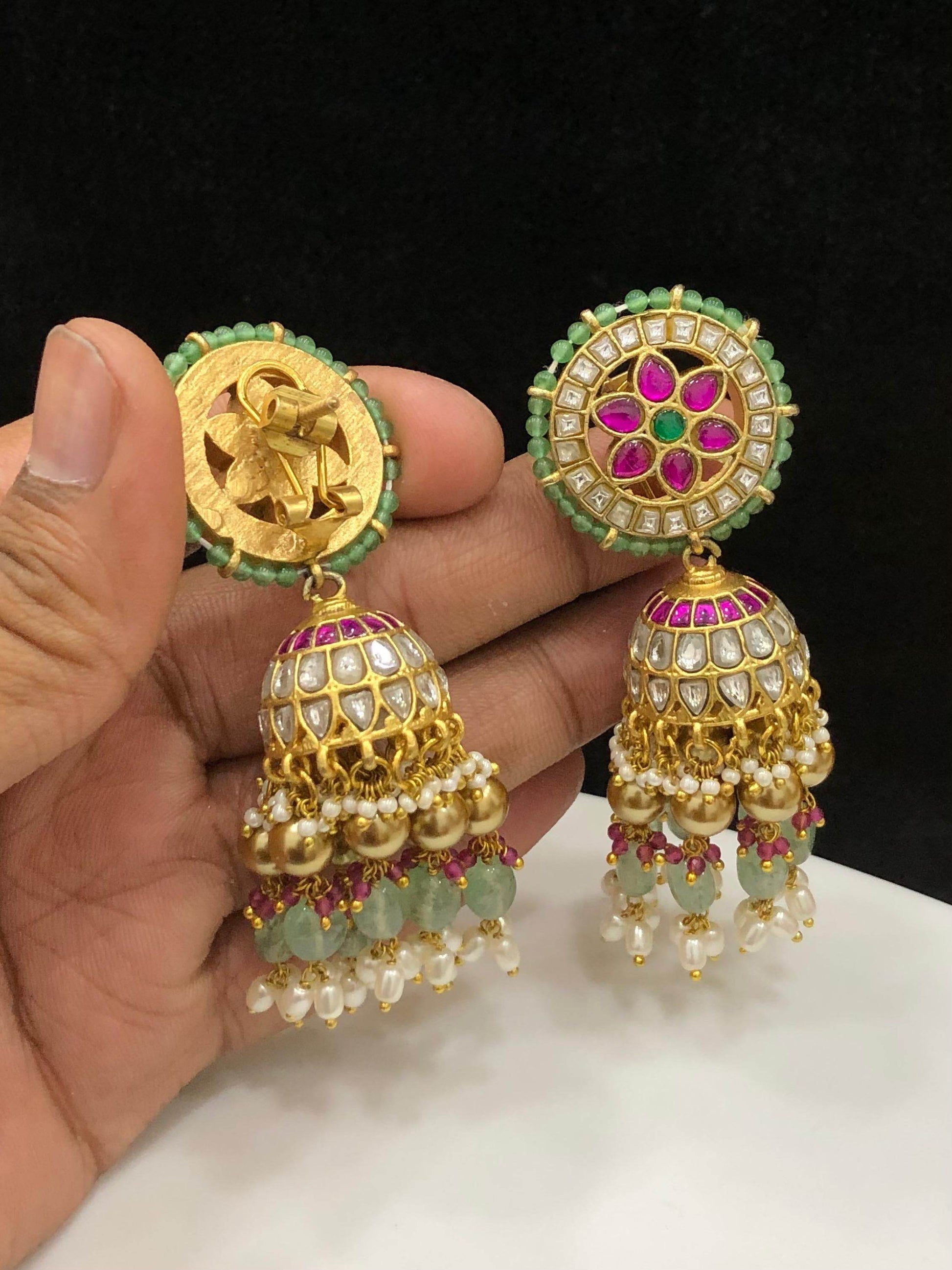 Jaadu Kundan Stones Bridal Earrings - Nakshatra Jewels