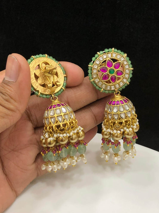 Jaadu Kundan Stones Bridal Earrings - Nakshatra Jewels