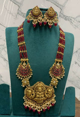 Nakshi Work with AD & Kempu stones Beads Haram - Nakshatra Jewels