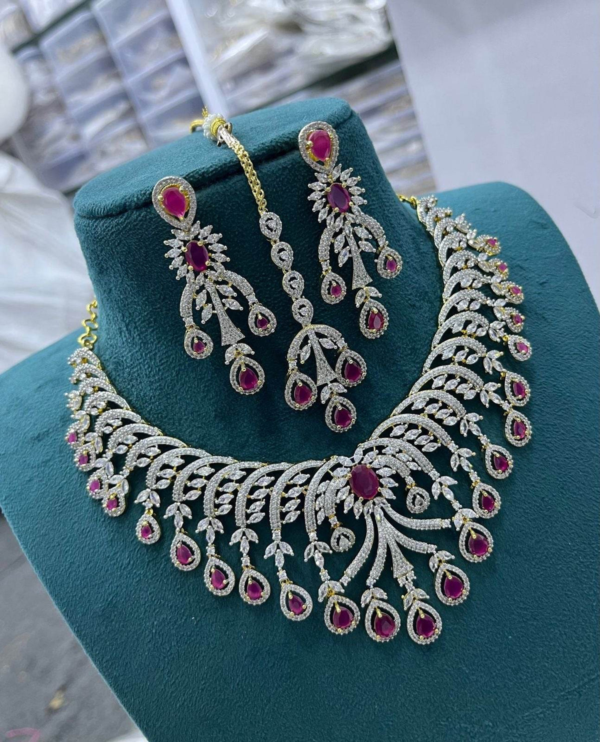 American Diamond Stones Bridal Necklace