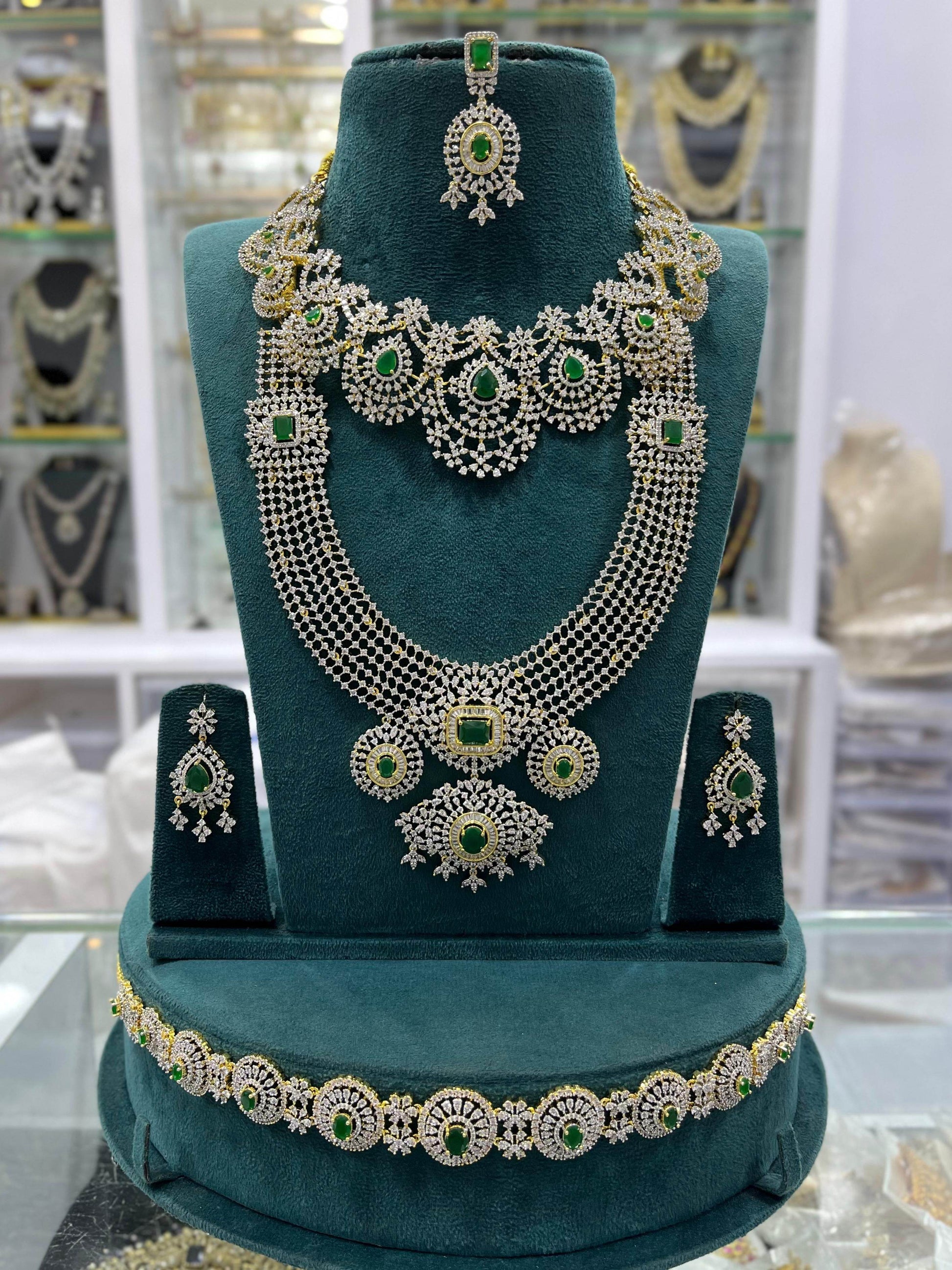 American Diamond Stones Bridal Combo Set - Nakshatra Jewels