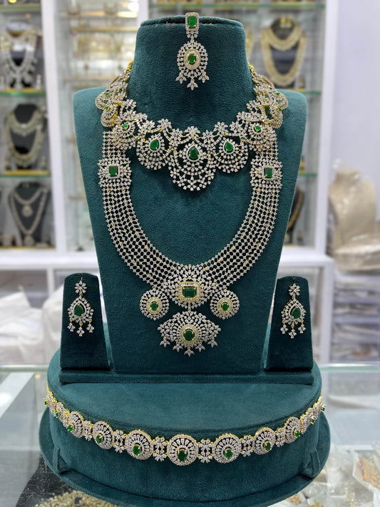 American Diamond Stones Bridal Combo Set - Nakshatra Jewels