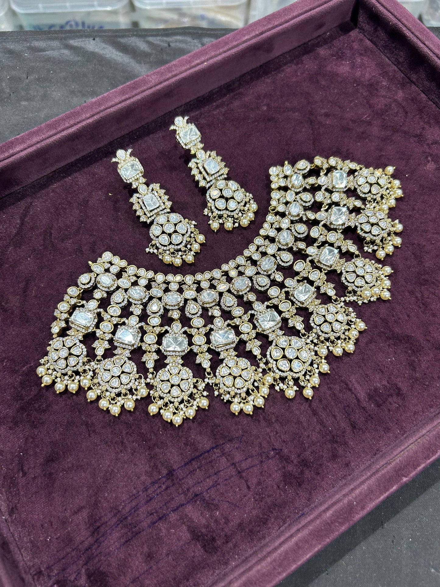 Mossianite with AD Stones Bridal Necklace