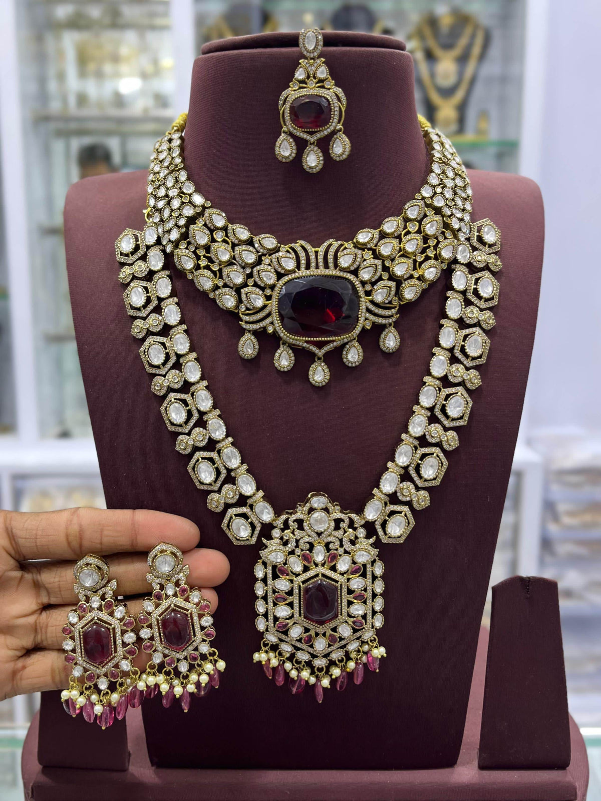 Victorian Polish with Moissanite Stones Bridal Combo