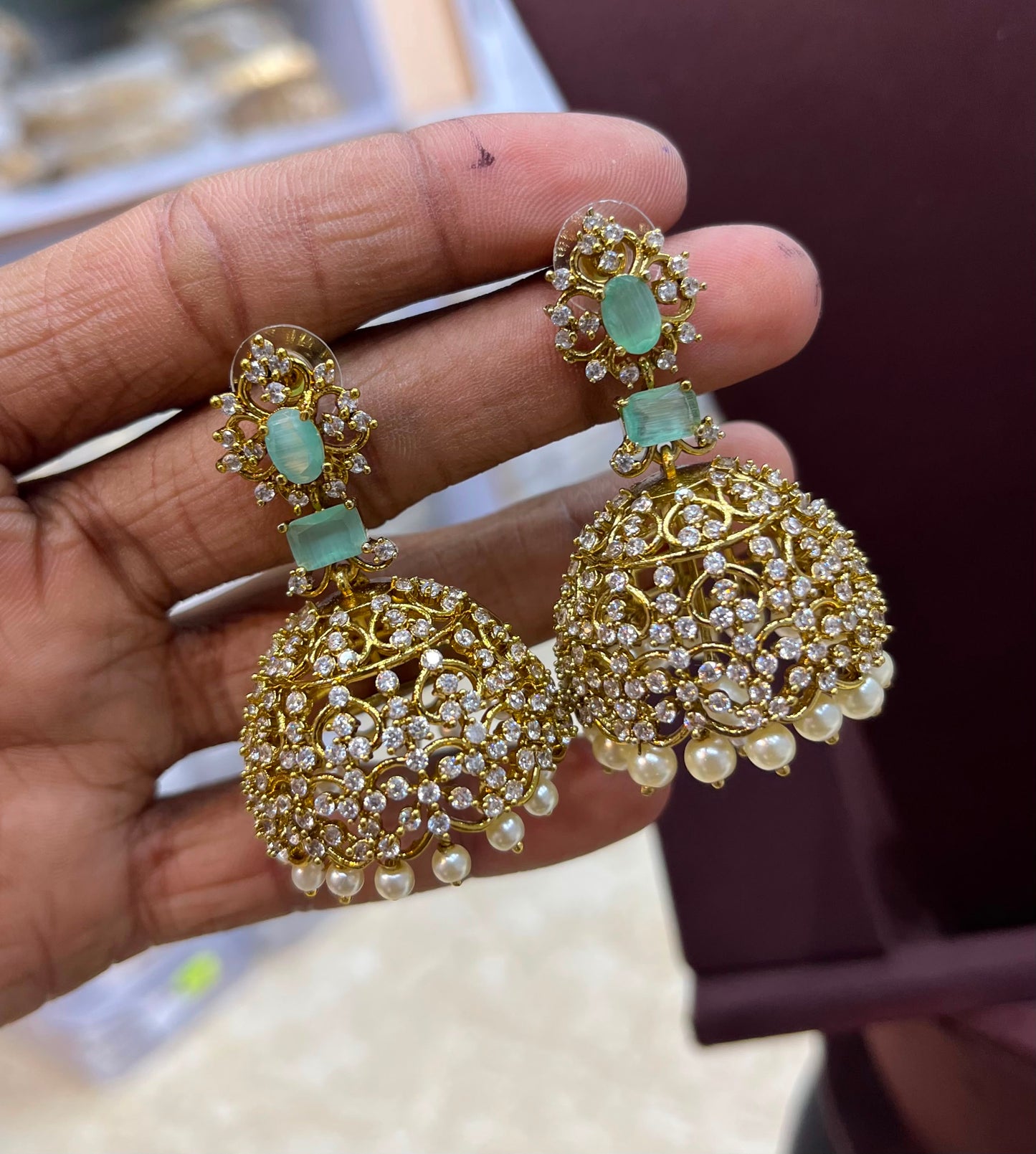 Victorian Polish AD Stone Earrings