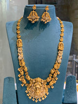 Nagasi Work with Kempu & AD Stones Bridal Haram - Nakshatra Jewels