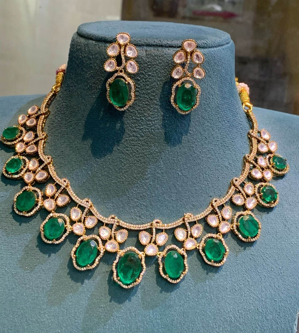 Mossanite Stones Bridal Necklace - Nakshatra Jewels