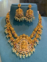 Nagasi Work with Kempu & AD Stones Bridal Haram - Nakshatra Jewels