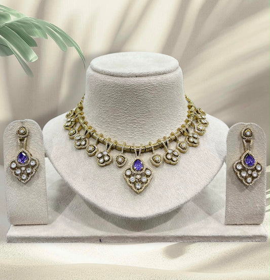 Victorian Polish AD Stones Necklace