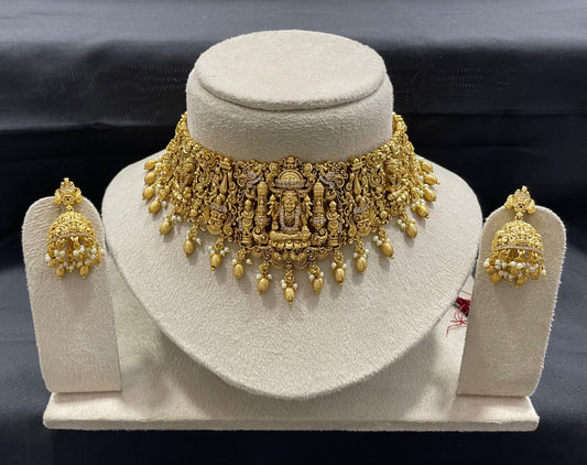 Nakshi work with AD Stones Bridal Choker